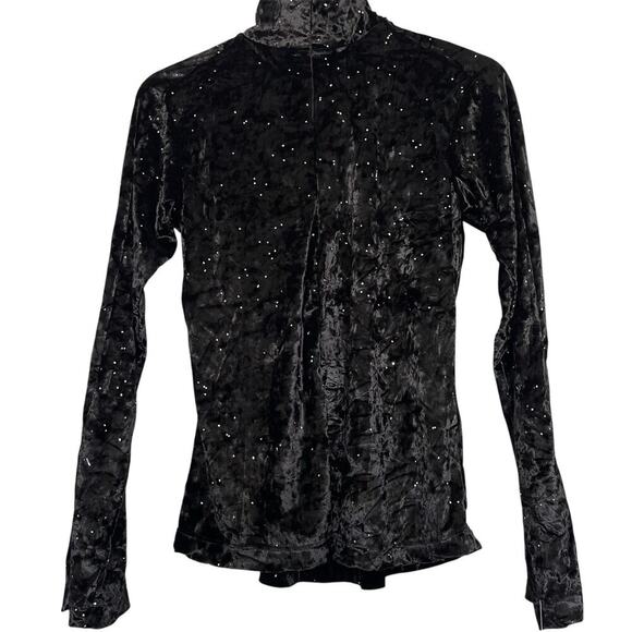Skea Shimmies Velvet Long Mock Neck Black Sparkle Dance Ski Whimsigoth Large NWT - Picture 3 of 8